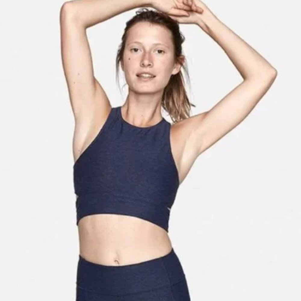 NWOT Outdoor Voices Slash back crop top navy Size L